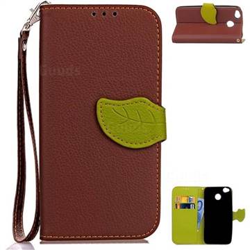 Leaf Buckle Litchi Leather Wallet Phone Case for Xiaomi Redmi 4 (4X) - Brown