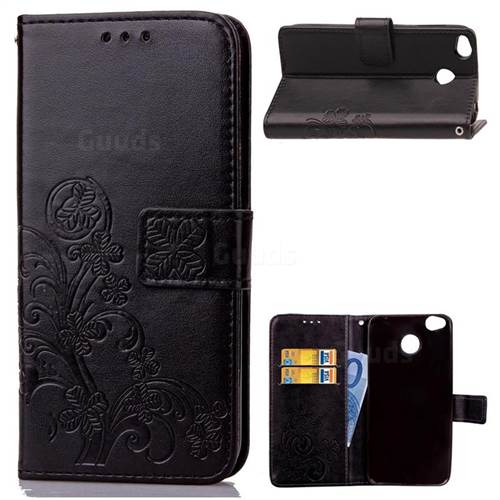 Embossing Imprint Four-Leaf Clover Leather Wallet Case for Xiaomi Redmi 4 (4X) - Black