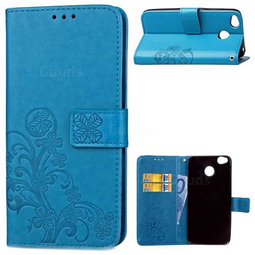 Embossing Imprint Four-Leaf Clover Leather Wallet Case for Xiaomi Redmi 4 (4X) - Blue