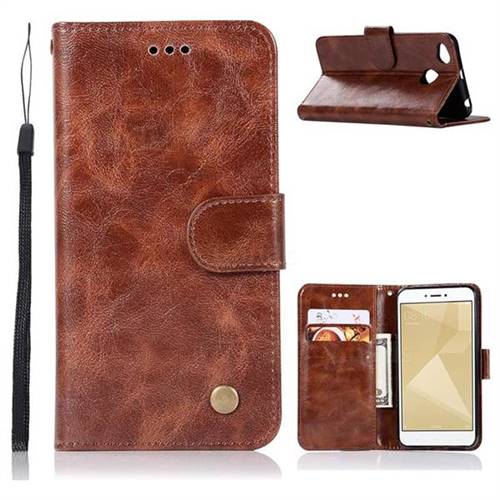 Luxury Retro Leather Wallet Case for Xiaomi Redmi 4 (4X) - Brown