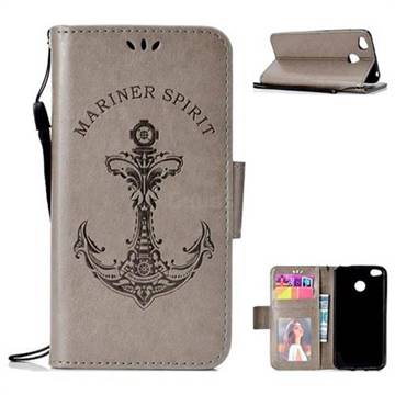 Embossing Mermaid Mariner Spirit Leather Wallet Case for Xiaomi Redmi 4 (4X) - Gray