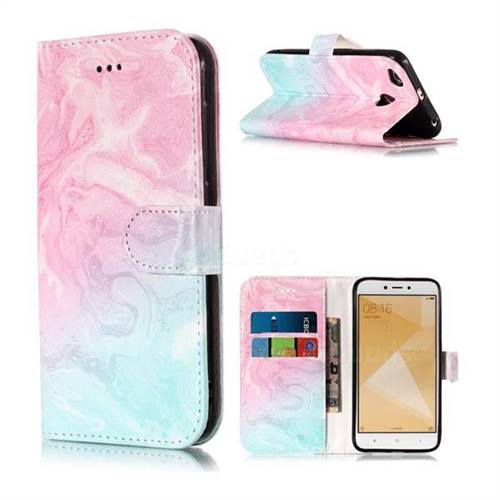 Pink Green Marble PU Leather Wallet Case for Xiaomi Redmi 4 (4X)