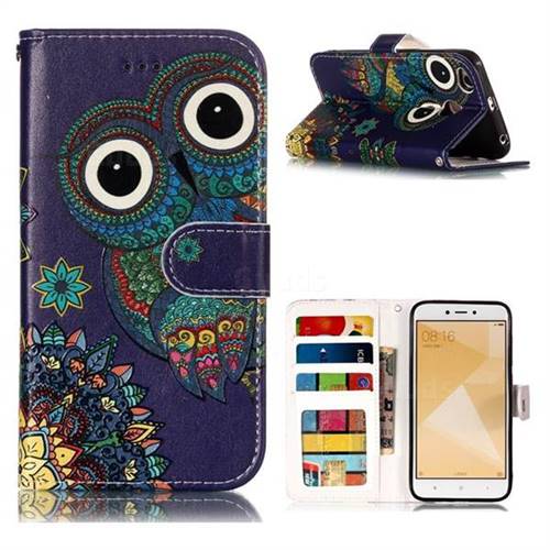 Folk Owl 3D Relief Oil PU Leather Wallet Case for Xiaomi Redmi 4 (4X)