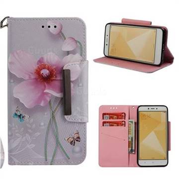 Pearl Flower Big Metal Buckle PU Leather Wallet Phone Case for Xiaomi Redmi 4 (4X)