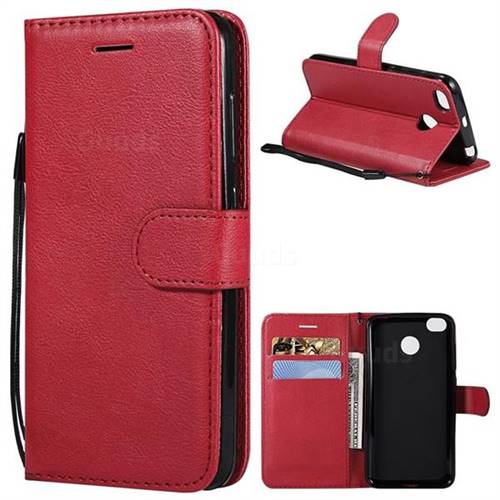 Retro Greek Classic Smooth PU Leather Wallet Phone Case for Xiaomi Redmi 4 (4X) - Red