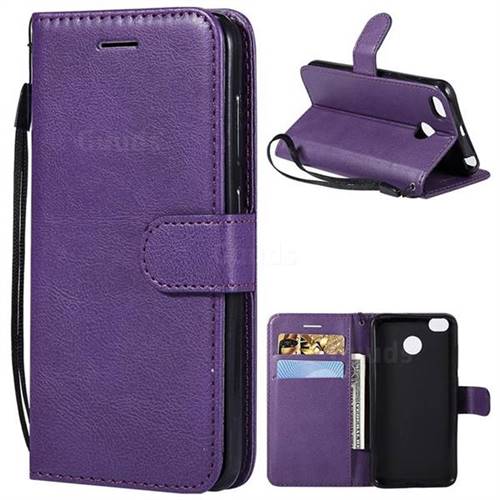 Retro Greek Classic Smooth PU Leather Wallet Phone Case for Xiaomi Redmi 4 (4X) - Purple