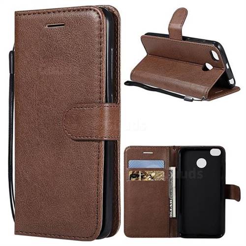 Retro Greek Classic Smooth PU Leather Wallet Phone Case for Xiaomi Redmi 4 (4X) - Brown