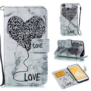 Marble Heart PU Leather Wallet Phone Case for Xiaomi Redmi 4 (4X) - Black