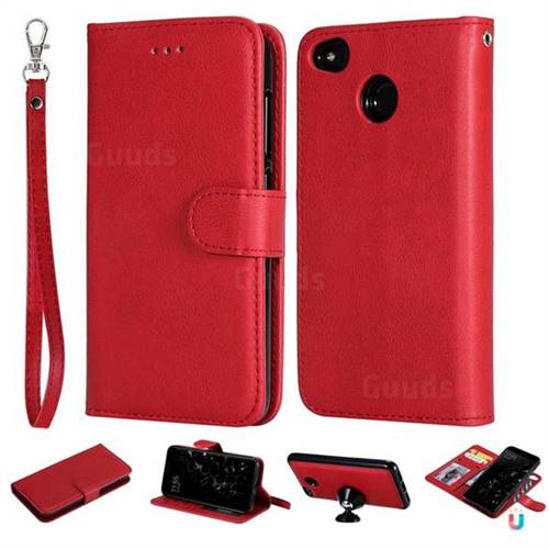 Retro Greek Detachable Magnetic PU Leather Wallet Phone Case for Xiaomi Redmi 4 (4X) - Red