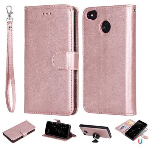 Retro Greek Detachable Magnetic PU Leather Wallet Phone Case for Xiaomi Redmi 4 (4X) - Rose Gold