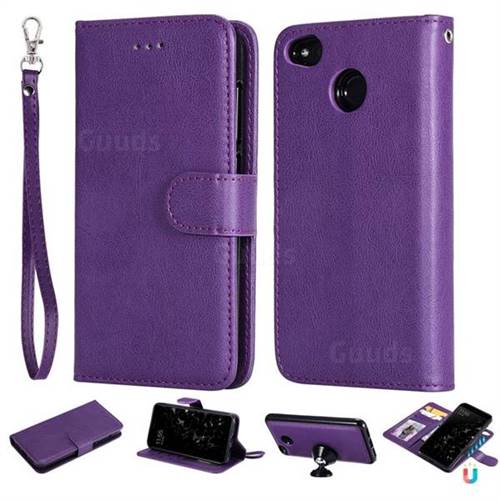 Retro Greek Detachable Magnetic PU Leather Wallet Phone Case for Xiaomi Redmi 4 (4X) - Purple