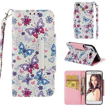 Colored Butterfly Big Metal Buckle PU Leather Wallet Phone Case for Xiaomi Redmi 4 (4X)