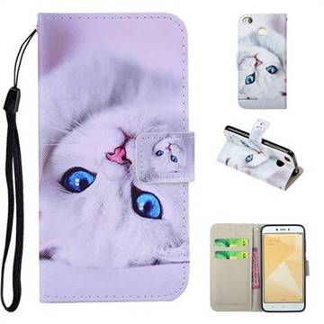 White Cat PU Leather Wallet Phone Case Cover for Xiaomi Redmi 4 (4X)