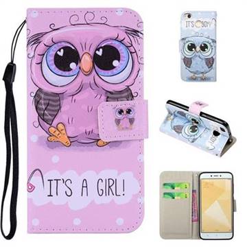 Lovely Owl PU Leather Wallet Phone Case Cover for Xiaomi Redmi 4 (4X)