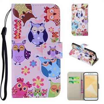 Colorful Owls PU Leather Wallet Phone Case Cover for Xiaomi Redmi 4 (4X)