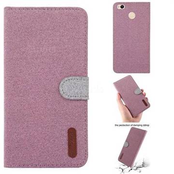Linen Cloth Pudding Leather Case for Xiaomi Redmi 4 (4X) - Pink