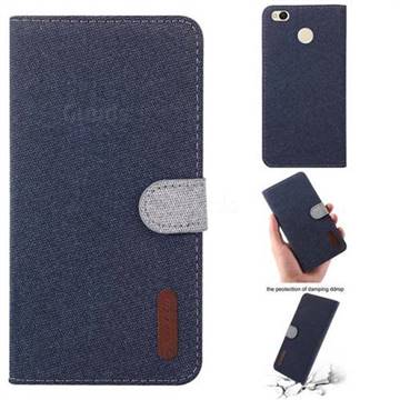 Linen Cloth Pudding Leather Case for Xiaomi Redmi 4 (4X) - Dark Blue
