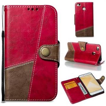 Retro Magnetic Stitching Wallet Flip Cover for Xiaomi Redmi 4 (4X) - Rose Red