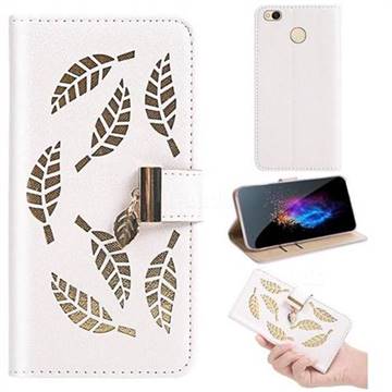 Hollow Leaves Phone Wallet Case for Xiaomi Redmi 4 (4X) - Creamy White