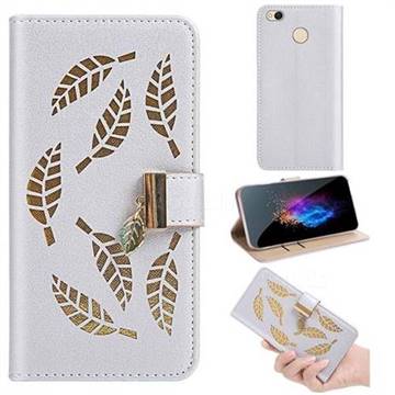 Hollow Leaves Phone Wallet Case for Xiaomi Redmi 4 (4X) - Silver