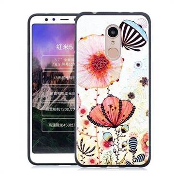 Pink Flower 3D Embossed Relief Black Soft Back Cover for Mi Xiaomi Redmi 5