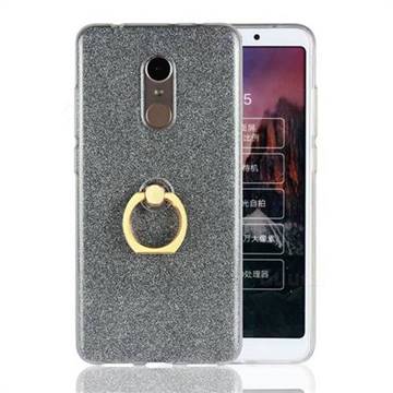 Luxury Soft TPU Glitter Back Ring Cover with 360 Rotate Finger Holder Buckle for Mi Xiaomi Redmi 5 - Black