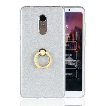 Luxury Soft TPU Glitter Back Ring Cover with 360 Rotate Finger Holder Buckle for Mi Xiaomi Redmi 5 - White