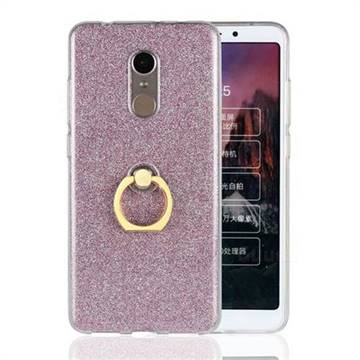 Luxury Soft TPU Glitter Back Ring Cover with 360 Rotate Finger Holder Buckle for Mi Xiaomi Redmi 5 - Pink