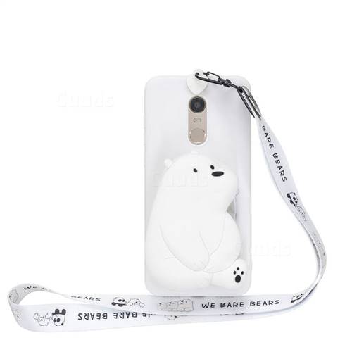 White Polar Bear Neck Lanyard Zipper Wallet Silicone Case for Mi Xiaomi Redmi 5