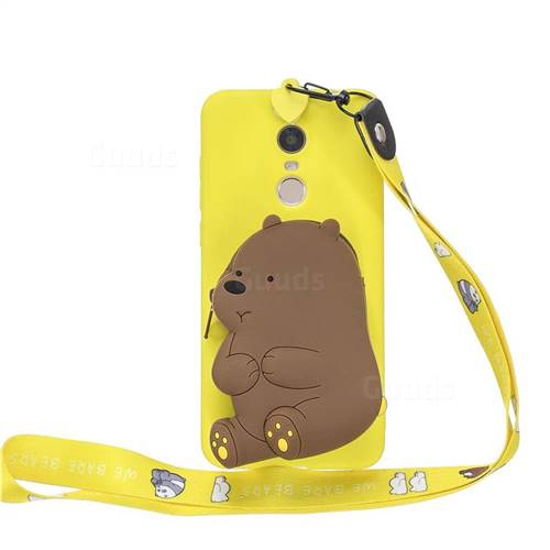 Yellow Bear Neck Lanyard Zipper Wallet Silicone Case for Mi Xiaomi Redmi 5