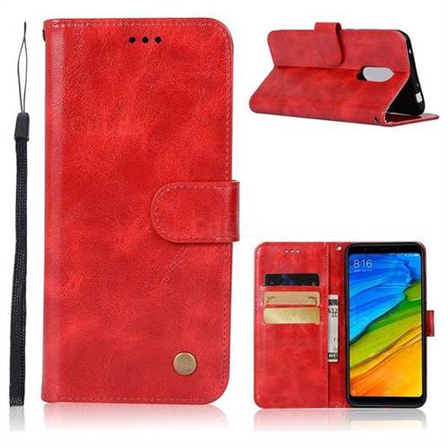 Luxury Retro Leather Wallet Case for Mi Xiaomi Redmi 5 - Red