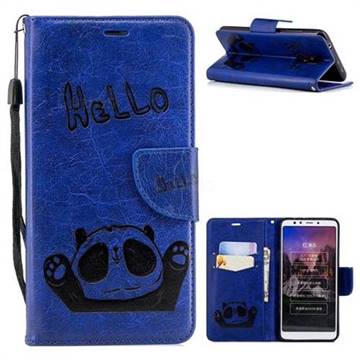Embossing Hello Panda Leather Wallet Phone Case for Mi Xiaomi Redmi 5 - Blue