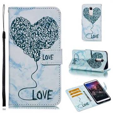 Marble Heart PU Leather Wallet Phone Case for Mi Xiaomi Redmi 5 - Blue