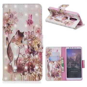Flower Butterfly Cat 3D Painted Leather Wallet Phone Case for Mi Xiaomi Redmi 5