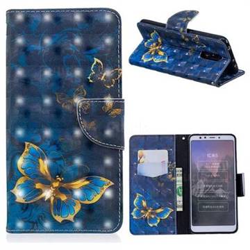 Gold Butterfly 3D Painted Leather Wallet Phone Case for Mi Xiaomi Redmi 5