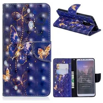 Purple Butterfly 3D Painted Leather Wallet Phone Case for Mi Xiaomi Redmi 5