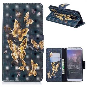 Silver Golden Butterfly 3D Painted Leather Wallet Phone Case for Mi Xiaomi Redmi 5