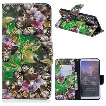 Green Leaf Butterfly 3D Painted Leather Wallet Phone Case for Mi Xiaomi Redmi 5
