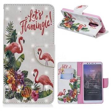 Flower Flamingo 3D Painted Leather Wallet Phone Case for Mi Xiaomi Redmi 5