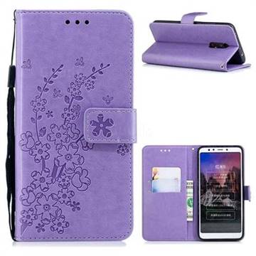 Intricate Embossing Plum Blossom Leather Wallet Case for Mi Xiaomi Redmi 5 - Purple