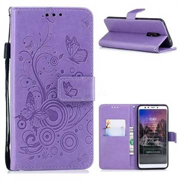 Intricate Embossing Butterfly Circle Leather Wallet Case for Mi Xiaomi Redmi 5 - Purple