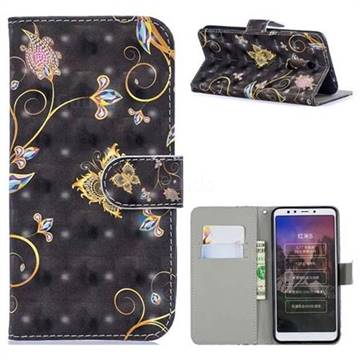 Black Butterfly 3D Painted Leather Phone Wallet Case for Mi Xiaomi Redmi 5