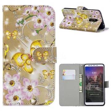 Golden Butterfly 3D Painted Leather Phone Wallet Case for Mi Xiaomi Redmi 5