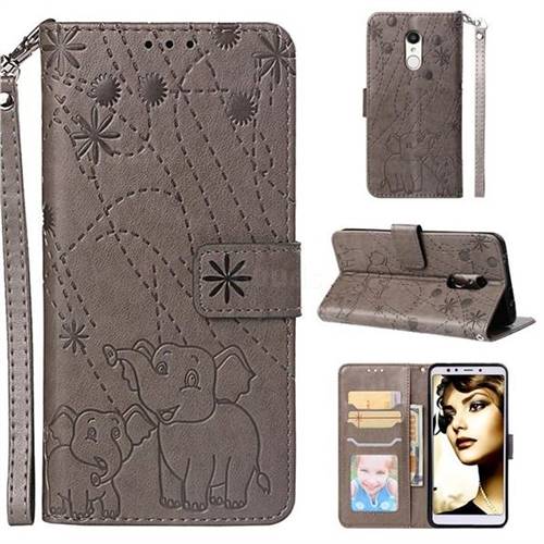 Embossing Fireworks Elephant Leather Wallet Case for Mi Xiaomi Redmi 5 - Gray