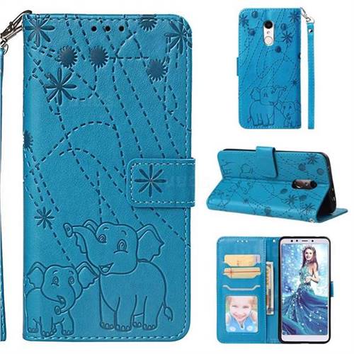 Embossing Fireworks Elephant Leather Wallet Case for Mi Xiaomi Redmi 5 - Blue