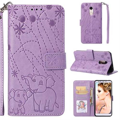 Embossing Fireworks Elephant Leather Wallet Case for Mi Xiaomi Redmi 5 - Purple
