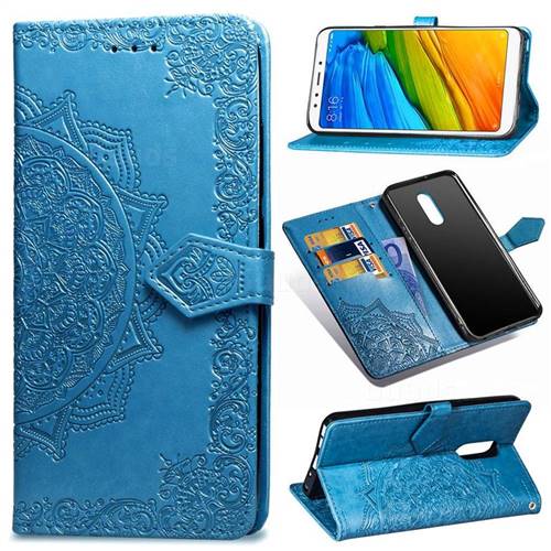 Embossing Imprint Mandala Flower Leather Wallet Case for Mi Xiaomi Redmi 5 - Blue
