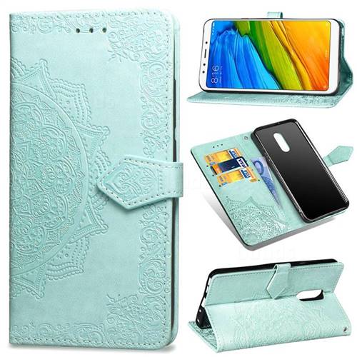 Embossing Imprint Mandala Flower Leather Wallet Case for Mi Xiaomi Redmi 5 - Green