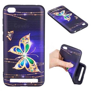 Golden Shining Butterfly 3D Embossed Relief Black Soft Back Cover for Xiaomi Redmi 5A