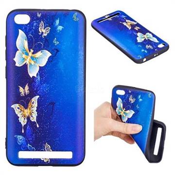 Golden Butterflies 3D Embossed Relief Black Soft Back Cover for Xiaomi Redmi 5A